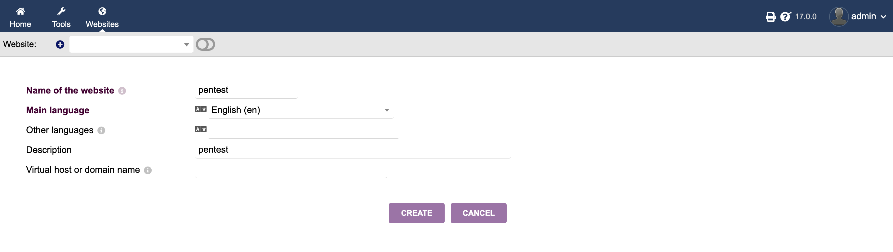 Create the website - Dolibarr
