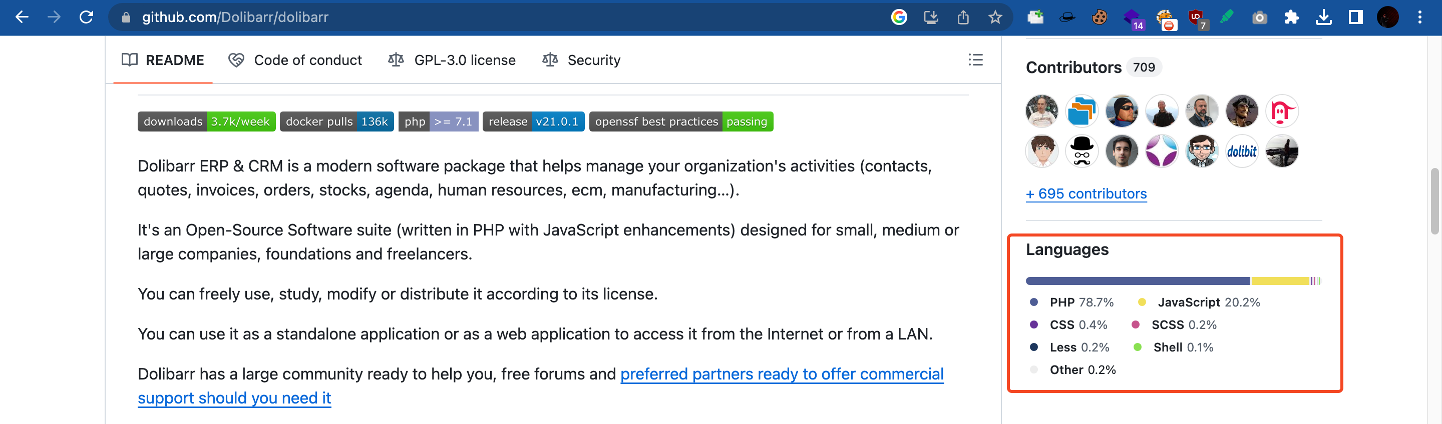 Github Repo of Dolibarr