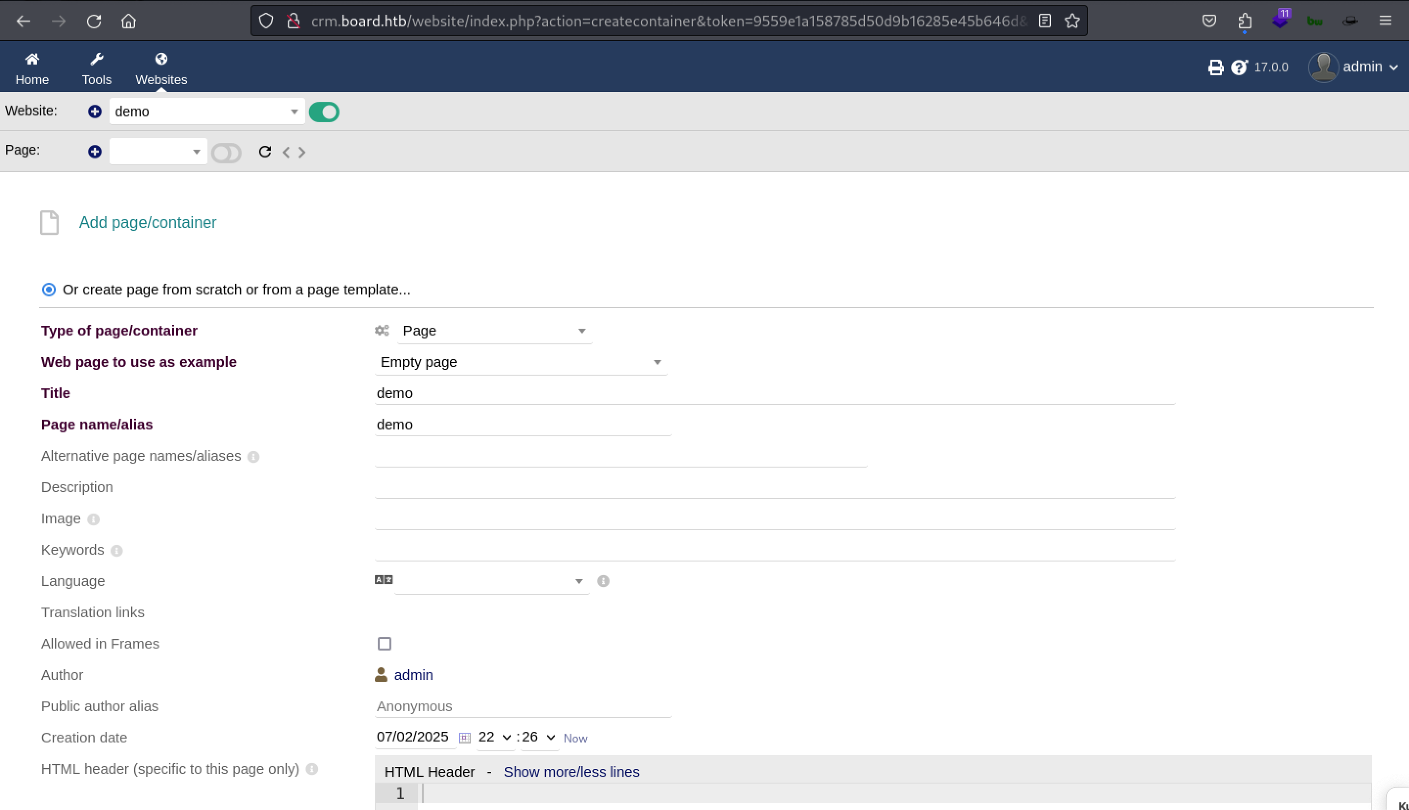 Create Page - Dolibarr